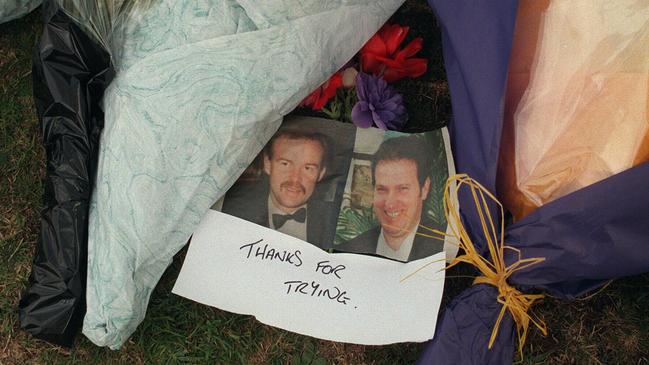 Floral tributes at the scene of the double police murder in Moorabbin.