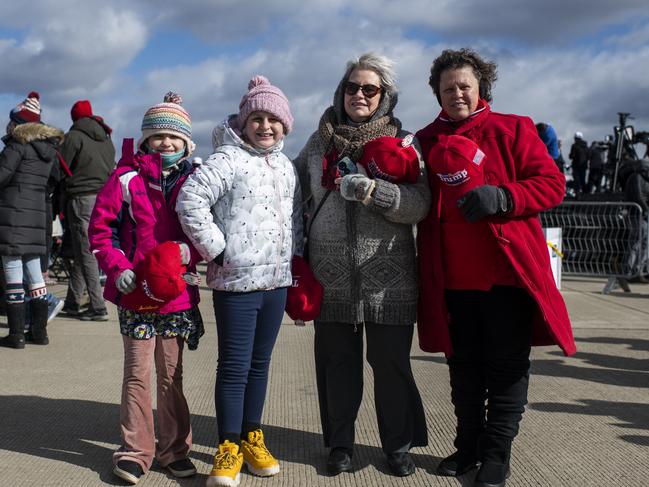 Suzanne Gillis with her granddaughters and sister Anne Marie Vancosky. The Wilkes-Barre residents backing Trump again because he has helped the local economy. Picture: Mark Kauzlarich