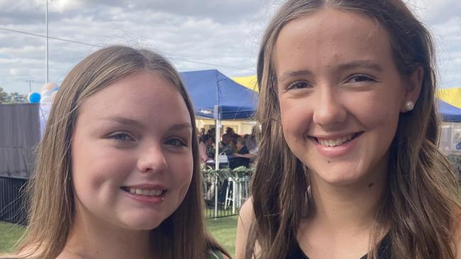 Charlotte Keogh and Belle Cantle enjoy a day of fun at the Gympie Races on Saturday, July 15, 2023.