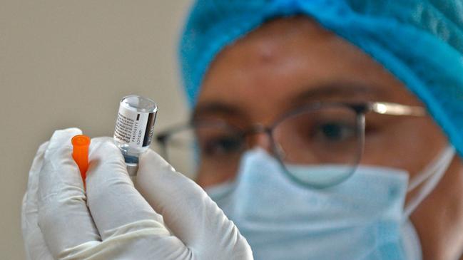 A nurse prepares a Covid-19 Pfizer vaccine. Picture: AFP