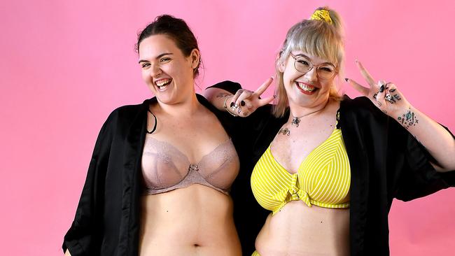 Tia Cavanagh and Brooke Cavanagh model some clothing at Big Girls Don't Cry Anymore, Virginia last year. Picture: AAP/John Gass