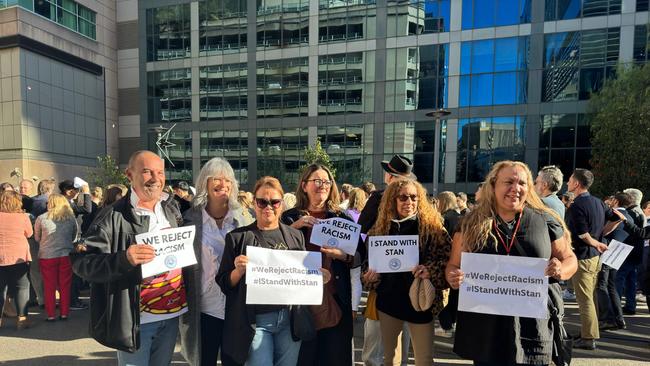 On Monday, staff at the ABC's Ultimo studios walking about in protest. Picture: Twitter.