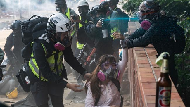 Protesters clash with police at The Hong Kong Poytechnic University.