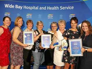 LEADERS: The Rural Leaders Team of Jan-Adele Hotz, Nicci Maher, Sue Coward, Jenny Hursthouse, Nikki Goodwin, Susan Parks, Tracey Pattie and Lisa Baker who received the WBHHS Care Comes First Excellence Award. Absent from the photo is team member Biggenden MPHS Director of Nursing Heather MacKellar.