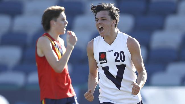 Elijah Hollands is an outside chance to be taken first by Adelaide after his ACL injury. Picture: Dylan Burns/AFL Photos via Getty Images