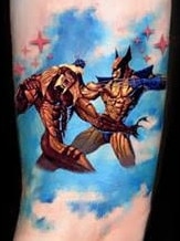 One of Jonathan Dick’s distinctive tattoos.