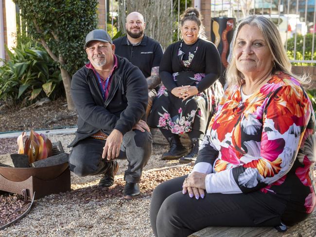 CatholicCare Social Service Community Helping Adolescents with New Growth and Endeavours project youth workers (from left) Gavin Turnbull, Luke Yuginovich, Peta Horton and Stacey McCarthy. Thursday, August 18, 2022. Picture: Nev Madsen.