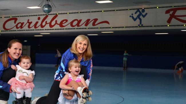 Liz Simpson, her daughter, Erin, and Erin’s daughters, Isla and Amalie at Caribbean Rollerama in 2017. Picture: Stuart Milligan