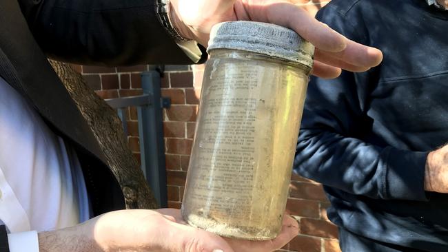 The time capsule after it was pulled out.