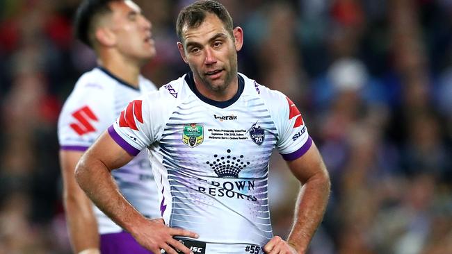 Cameron Smith looks on after Storm’s loss in the 2018 NRL grand final. Picture: Getty Images