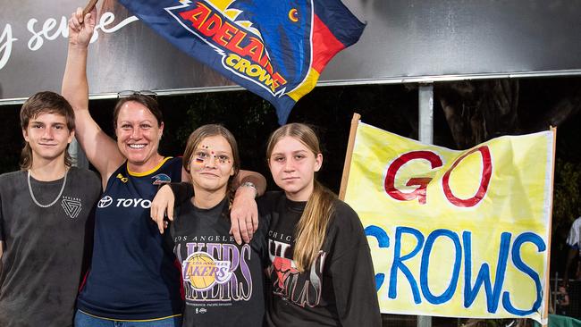 James Pavlou, Jodie Pavlou, Dayna Manning and Maddison Pavlou at the Gold Coast Suns match vs Adelaide Crows at TIO Stadium. Picture: Pema Tamang Pakhrin