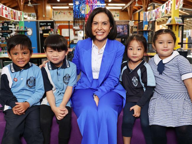 The Daily Telegraph 24.5.2024 Pictured is Izhaar So (5), Jackson Hang, 5 Prue Car, Zoey Lo, 5 and Isabella Pollard, 5. Canley Vale Public School is one of the state's most linguistically diverse, with 98% of students from language backgrounds other than English. Picture: Rohan Kelly