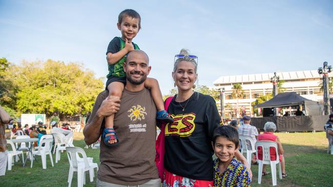 Rex Norman, Ash Norman, Amy Norman and Ripley Norman at the Northern Land Council 50 Year Anniversary Concert in State Square, Parliament House, Darwin. Picture: Pema Tamang Pakhrin