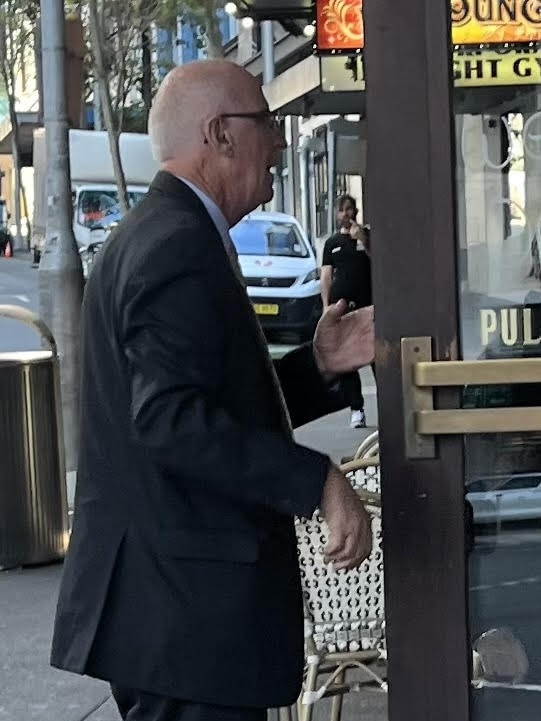 Crawford on the streets outside Downing centre local court following his sentencing.