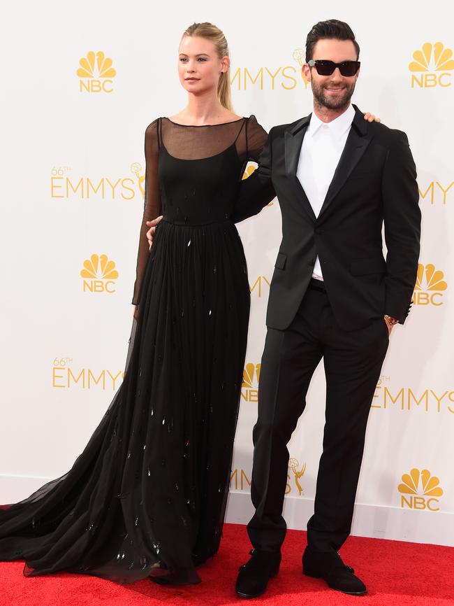 Behati Prinsloo and singer Adam Levine attend the 66th Annual Primetime Emmy Awards.