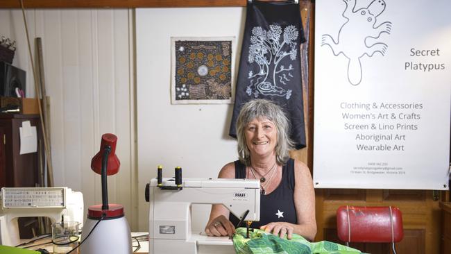 Sew in style: Linda Watson started her shop Secret Platypus at Bridgewater last year, and sells “wearable art”, among other items. Pictures: Dannika Bonser