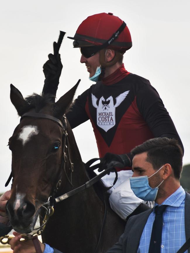 Michael Costa trained Purrfect Deal ridden by jockey Ben Thompson won the $200,000 Maclean hotel Grafton Cup at Clarence River Jockey Club on Thursday, 8th July, 2021. Photo: Bill North / The Daily Examiner