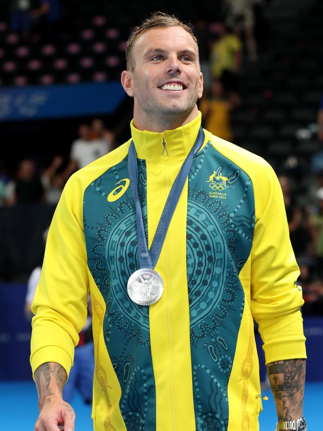 Kyle Chalmers wins silver in the men’s 100m freestyle final at the Paris La Defense Arena Picture: Adam Head