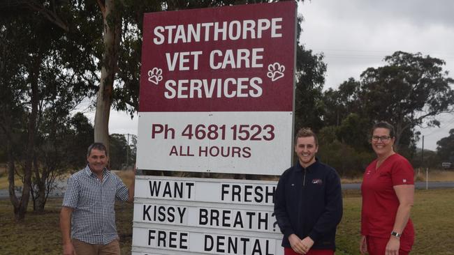 President Russell Wantling with young ambassador Ben Green and Stanthorpe Veterinary owner and sponsor Kirstin Widderick. Photo: Contributed