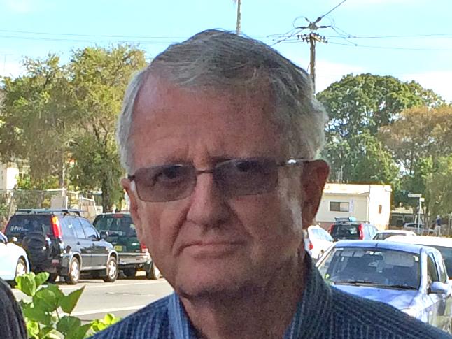 Father Richard St John Cattell in the centre flanked by Nyst Lawyers solicitor Ron Behlau and a supporter.Cattell now lives in an apartment at Robina on the Gold Coast.He posted his own $1000 bond.He is accused of molesting and raping a young altar boy from 1984 to 1987 while he was parish priest at St Mary’s.The 73-year-old was previously Vicar-General of the Parramatta Diocese and St Mary’s parish priest near Penrith.