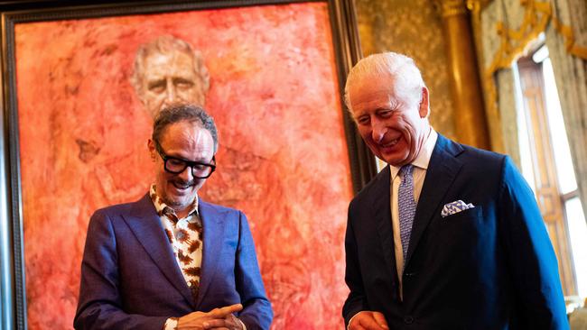 King Charles III stands alongside artist Jonathan Yeo, after unveiling an official portrait of himself wearing the uniform of the Welsh Guards, of which he was made Regimental Colonel in 1975, in the Blue Drawing Room at Buckingham Palace in London on Wednesday. Picture: Aaron Chown / Pool / AFP