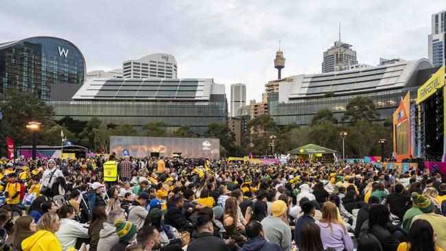 The capacity for the official Fan Festival site exhausted its capacity half an hour before the start of the game. Picture: NCA NewsWire/ Monique Harmer