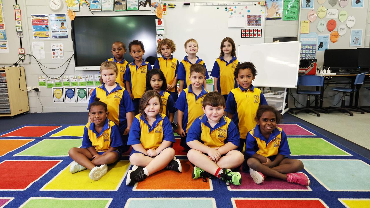 My First Year 2025 – White Rock State School Prep Class B. From back row: Merly, Tamius, Tyson, Oliver, Ella-Rose. Freya, Alveena, Jake, Julius. Nevaeh, Jaylah-Ryann, Thomas, Adaya. Picture: Brendan Radke