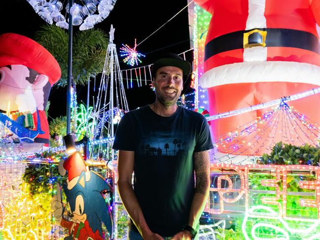 David Strickland has lit up his Burpengary home for Christmas since 2019. Picture: Danica Clayton