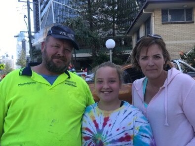 Al Drescher was picked up from work early by daughter Mia and wife Jackie on Wednesday after more than 800 tradies decided to strike at the Jewel.