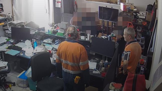 CCTV captured two men threatening staff at Adelaide Diesel Centre at Wingfield during an incident on December 12. Picture: Supplied