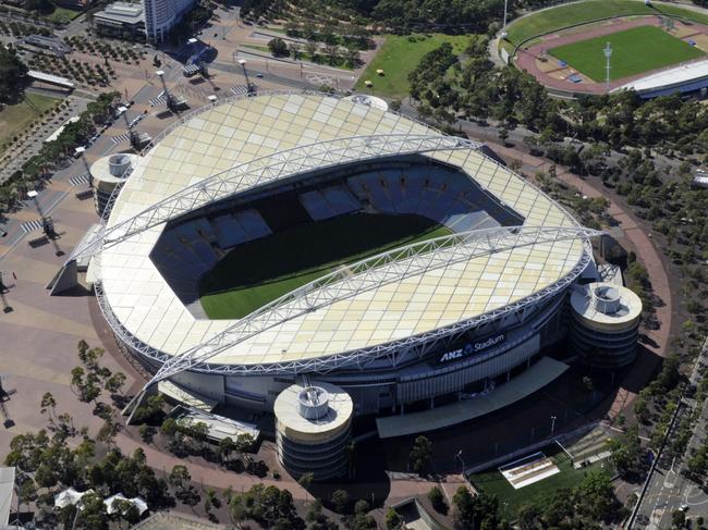 Aerial Shots of Sydney from the Appliancesonline Legend Blimp. ANZ Stadium, Sydney Olympic Park