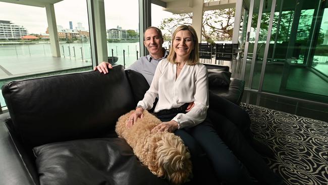 Brisbane developer Tom Dooley with wife Emily sold their home in Hawthorne for $10.505m. Picture: Lyndon Mechielsen