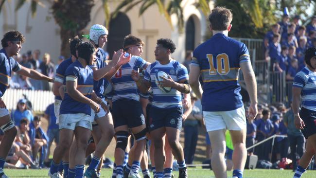 GPS rugby action between Churchie and Nudgee