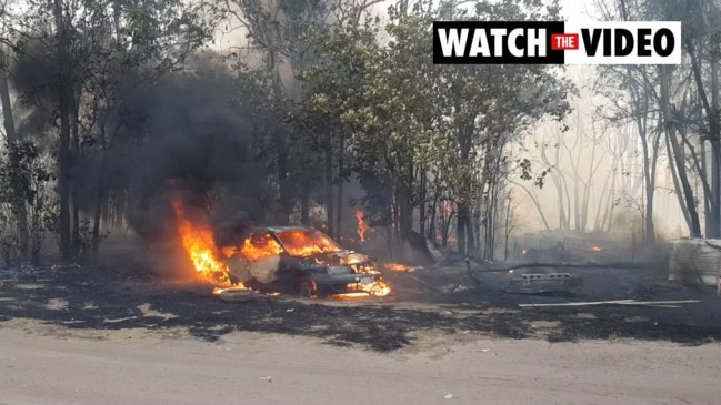 Cars destroyed as fireys battle multiple bushfires in Darwin rural area