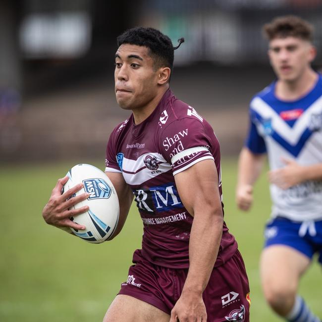 Manly speedster Tolutau Koula. Picture: Julian Andrews