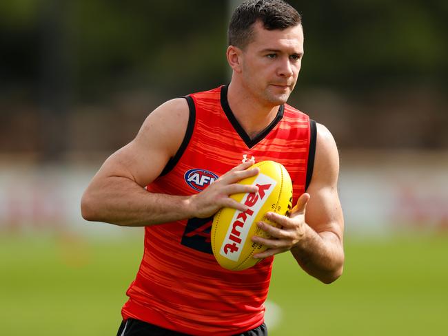 MELBOURNE, AUSTRALIA - MARCH 19: Conor McKenna of the Bombers in action during the Essendon Bombers training session at The Hangar on March 19, 2020 in Melbourne, Australia. (Photo by Michael Willson/AFL Photos via Getty Images)