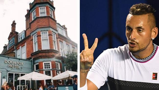 Nick Kyrgios spent the evening ahead of his showdown with Rafa Nadal at the Dog and Fox.