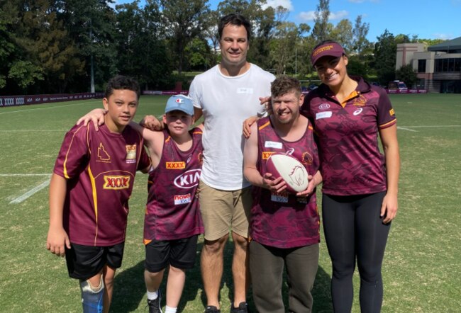 David Shillington and Millie Boyle with NDIS rugby league fans.