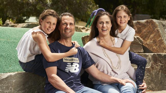 Richard and Lara Strever with daughters Sophia, 10, and Emily, 8, who will be booked in for Covid vaccinations in the new year. Picture: Matt Loxton