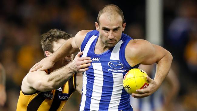 Ben Cunnington brushed off Robbie Tarrant to win the Roos’ Syd Barker Medal.