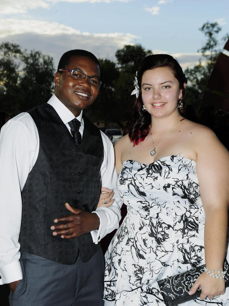 Mike Mpofu and Geneva King at the 2013 St Philip’s College formal at the Alice Springs Convention Centre. Picture: NT NEWS.