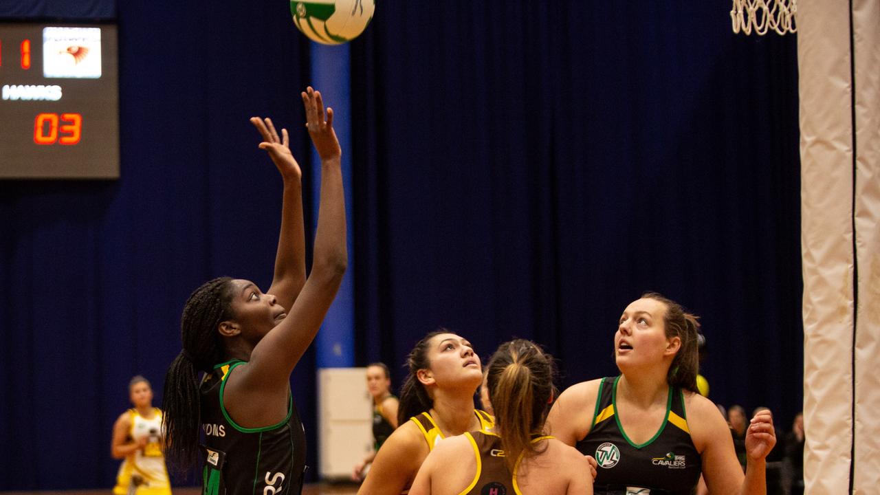 Esther Kidmas shoots during the Cavaliers' TNL grand final loss to the Hawks at the Silverdome on Saturday. Picture: PATRICK GEE/SUPPLIED