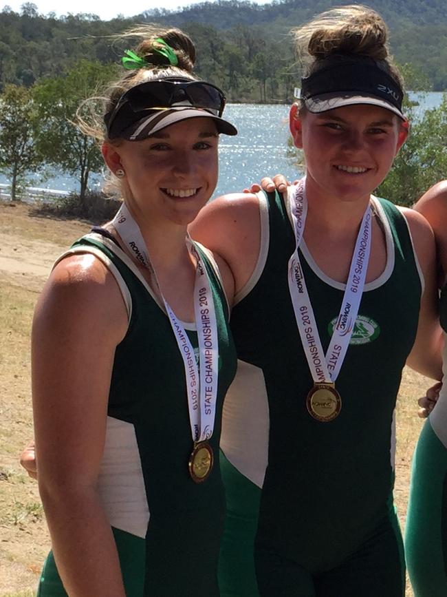 Champion Pine Rivers rowers Ella Smith and Jaeve Proberts