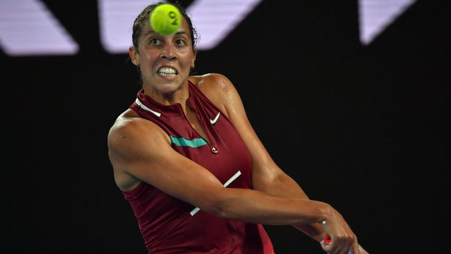 Madison Keys during the battle with Ash Barty on Thursday night. Picture: AFP