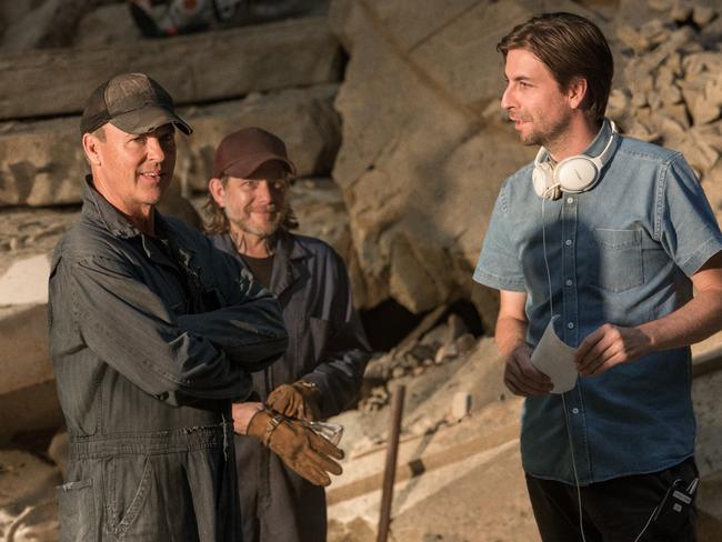 One-time Batman Michael Keaton (left), who plays the villainous Vulture in Homecoming, pictured with the film’s director Jon Watts (right). Picture: Chuck Zlotnick