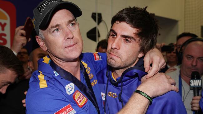 Adam Simpson consoles the suspended Andrew Gaff.