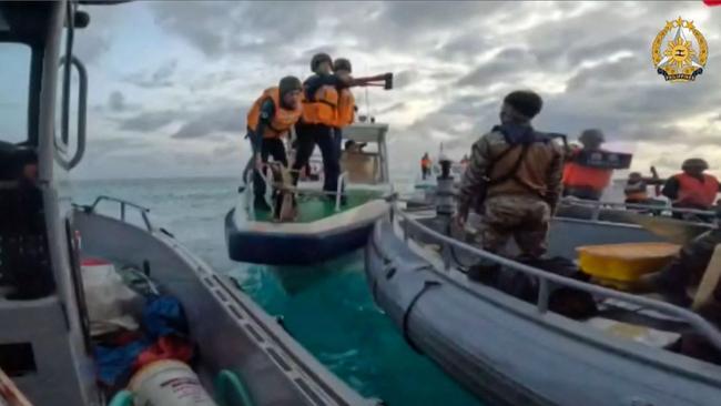 The clash on Monday off Second Thomas Shoal. Picture: Armed forces of The Philippines via AFP