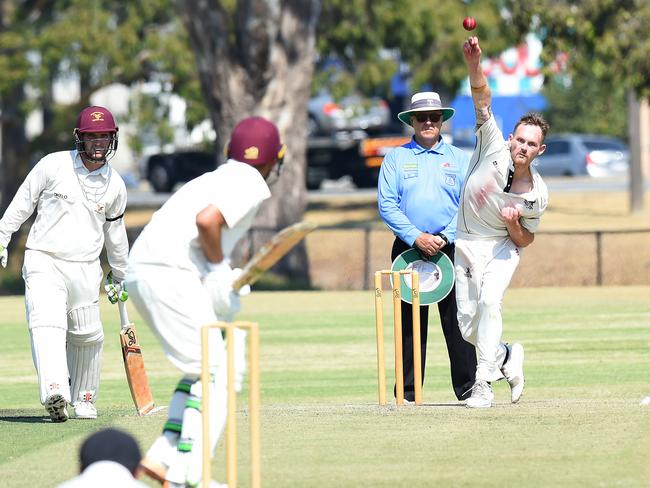 Jurgen Andersen bowling for Buckley Ridges in the DDCA.