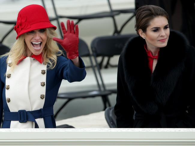 Trump advisers Kellyanne Conway (L) and Hope Hicks in January 20, 2017 in Washington, DC. Picture: Alex Wong