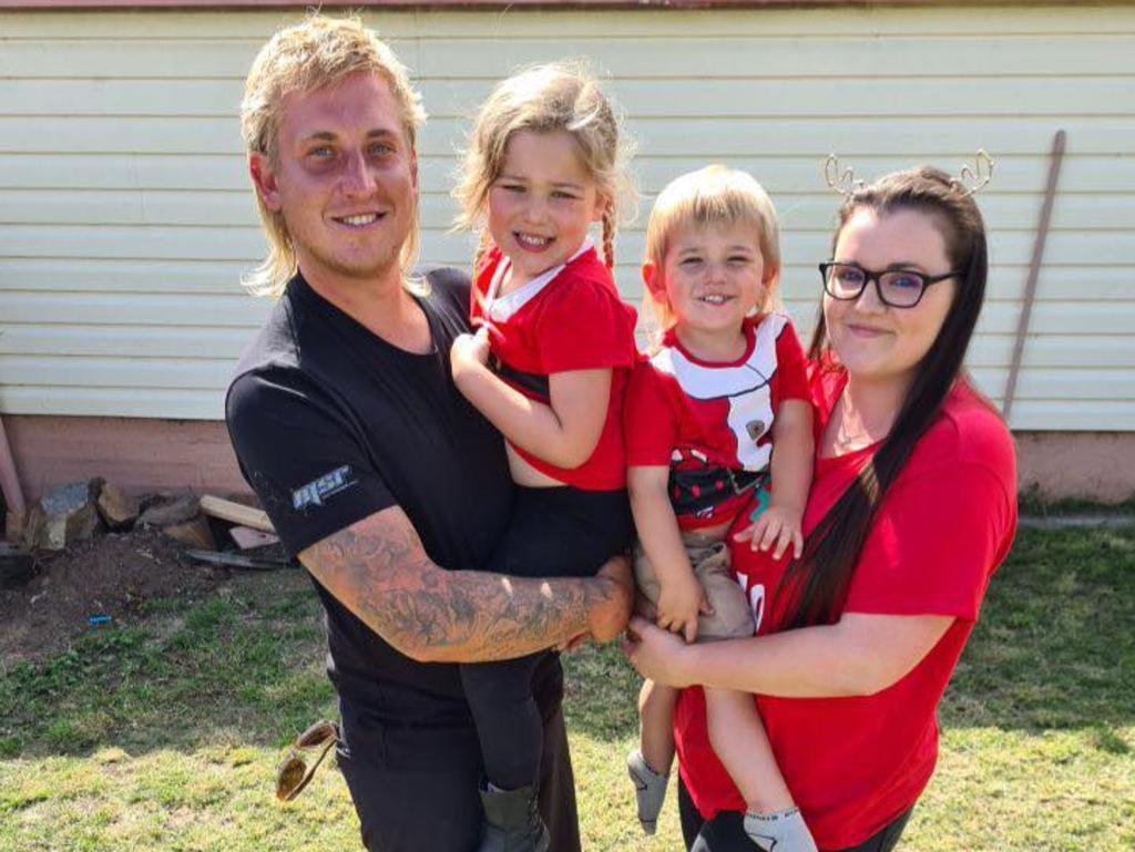 Rick Gesler (left) with his children Lily-Ann and Camden and partner Renea.